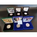 Coins: six Royal Mint silver proof £5 crowns, to include four Piedfort examples. (5)