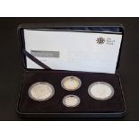 Coins: a 2008 Royal Mint silver proof Piedfort four coin collection, containing £1 to £5 coins, with