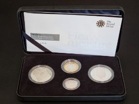 Coins: a 2008 Royal Mint silver proof Piedfort four coin collection, containing £1 to £5 coins, with