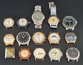 Fifteen various wristwatches; to include a Smiths Empire and a Services automatic.