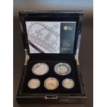 Coins: 2010 Royal Mint 'Silver Proof Piedfort Commemorative Coin Set', containing five coins, 50p to