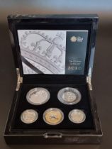 Coins: 2010 Royal Mint 'Silver Proof Piedfort Commemorative Coin Set', containing five coins, 50p to