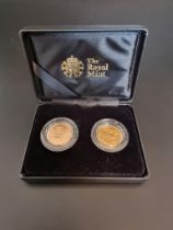 Coins: a 2019 gold sovereign and an Edward VII 1902 gold sovereign, cased together in a Royal Mint