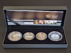 Coins: a 2009 Royal Mint 'Silver Proof Piedfort Coin Collection', containing four coins, 50p to £