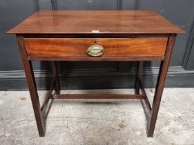 A George III mahogany single drawer side table, 80.5cm wide.