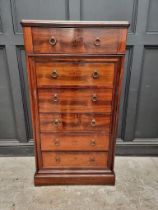 A 19th century French rosewood and marble top secretaire chest, 70cm wide.