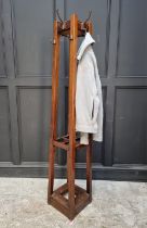 A mahogany hat stand, total height 177.5cm high, (lacking drip tray).