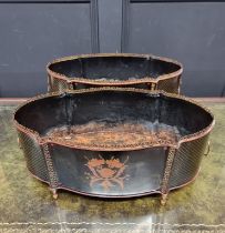 A pair of Regency style toleware jardinieres, 49.5cm wide.