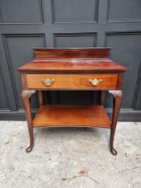 An early 20th century mahogany serving table, labelled 'Maple & Co', 91.5cm wide.