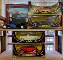 Solido: four models from the 'Prestige' series, all boxed; together with a metal Bugatti Royale