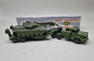 Dinky Supertoys: a vintage Tank Transporter No.660, in original box; together with an  associated