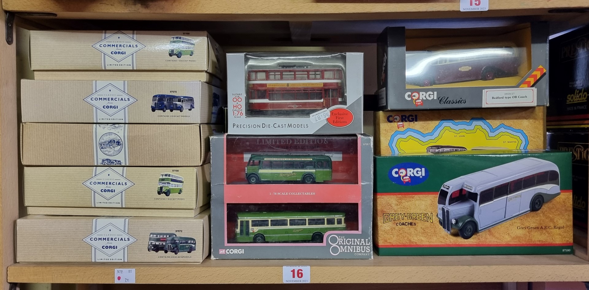 Corgi: thirteen boxed bus and coach models; together with three examples by EFE. (16)