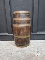 A coopered oak barrel stick stand, 61cm high.