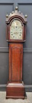 A 19th century oak eight day longcase clock, the 12in arched painted dial inscribed 'R Knights,