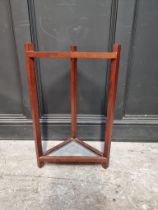 A mahogany corner stick stand, 42cm wide.