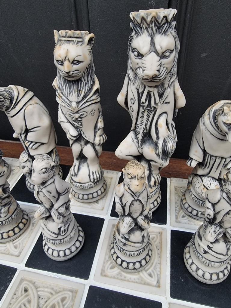 A large resin chess set, king 19cm, pawn 10.7cm; together with similar 55cm chessboard. - Image 2 of 4