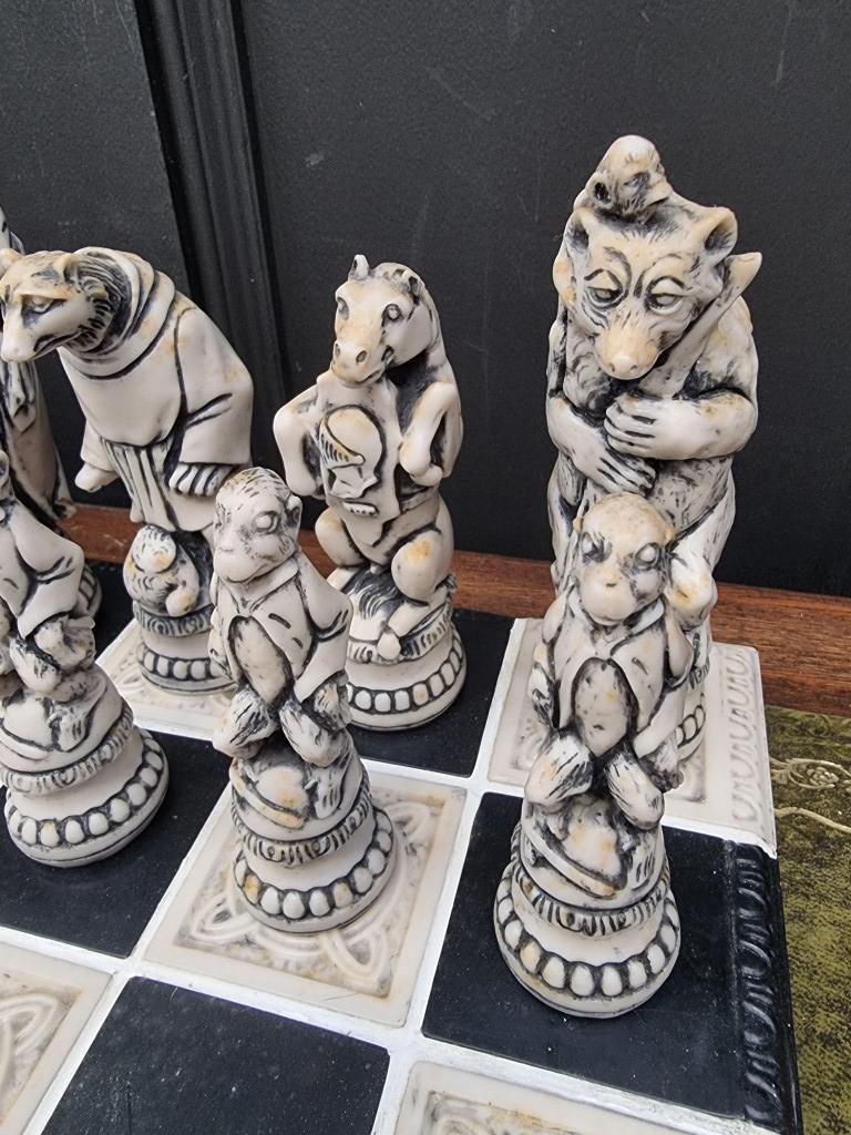 A large resin chess set, king 19cm, pawn 10.7cm; together with similar 55cm chessboard. - Image 3 of 4