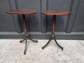 A pair of mahogany octagonal tripod tables, 43.5cm wide.