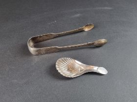 A pair of Victorian silver sugar tongs, by Chawner & Co, London 1845, 15.cm long; together with a
