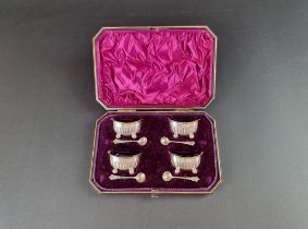 A cased set of four Victorian silver salts, by James Dixon & Sons Ltd, Sheffield 1891, with four