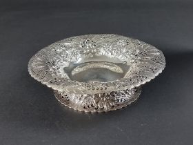 A Victorian pierced silver footed bowl, by Martin, Hall & Co, Sheffield 1892, 18.5cm diameter, 225g.