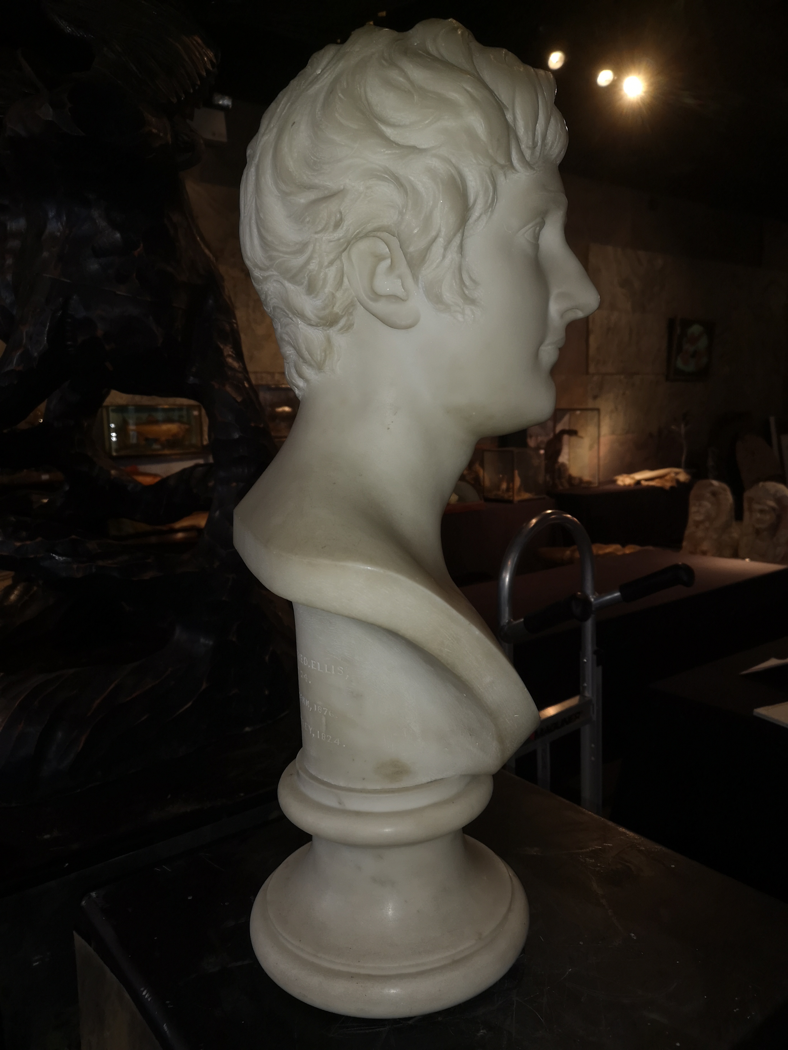 Joseph Edgar Boehm: A carved marble bust of Lieut Col Hon Augustus Frederick Ellis - Image 6 of 6