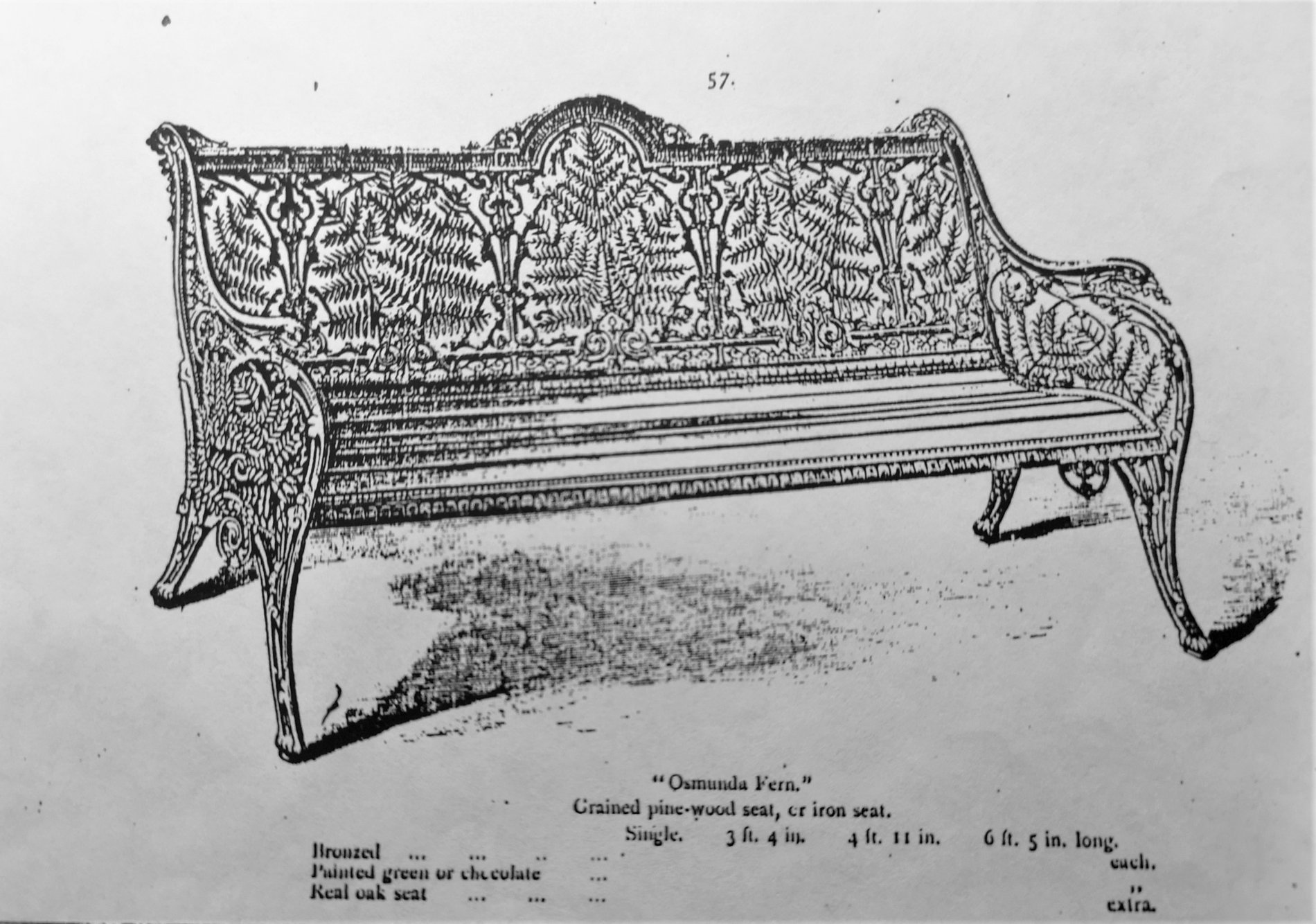 An extremely rare Coalbrookdale Osmunda fern pattern cast iron seat - Image 2 of 2