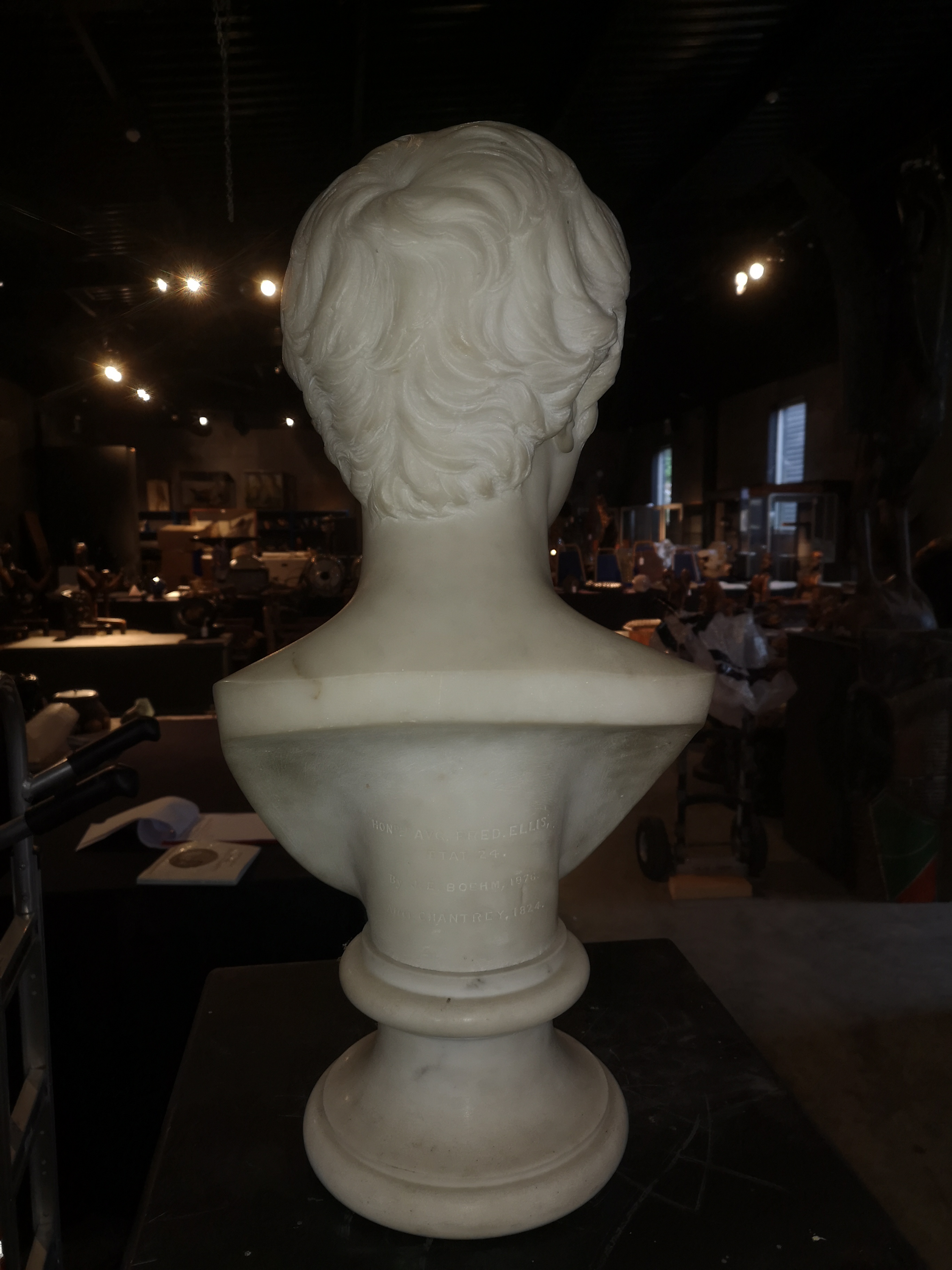 Joseph Edgar Boehm: A carved marble bust of Lieut Col Hon Augustus Frederick Ellis - Image 3 of 6