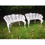 A rare pair of Coalbrookdale Laurel pattern cast iron seats