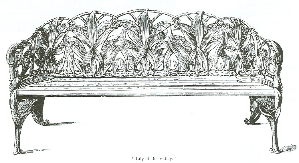 A Coalbrookdale Lily of the Valley pattern cast iron seat - Image 2 of 2