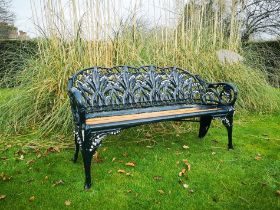 A Coalbrookdale Lily of the Valley pattern cast iron seat