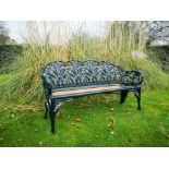 A Coalbrookdale Lily of the Valley pattern cast iron seat
