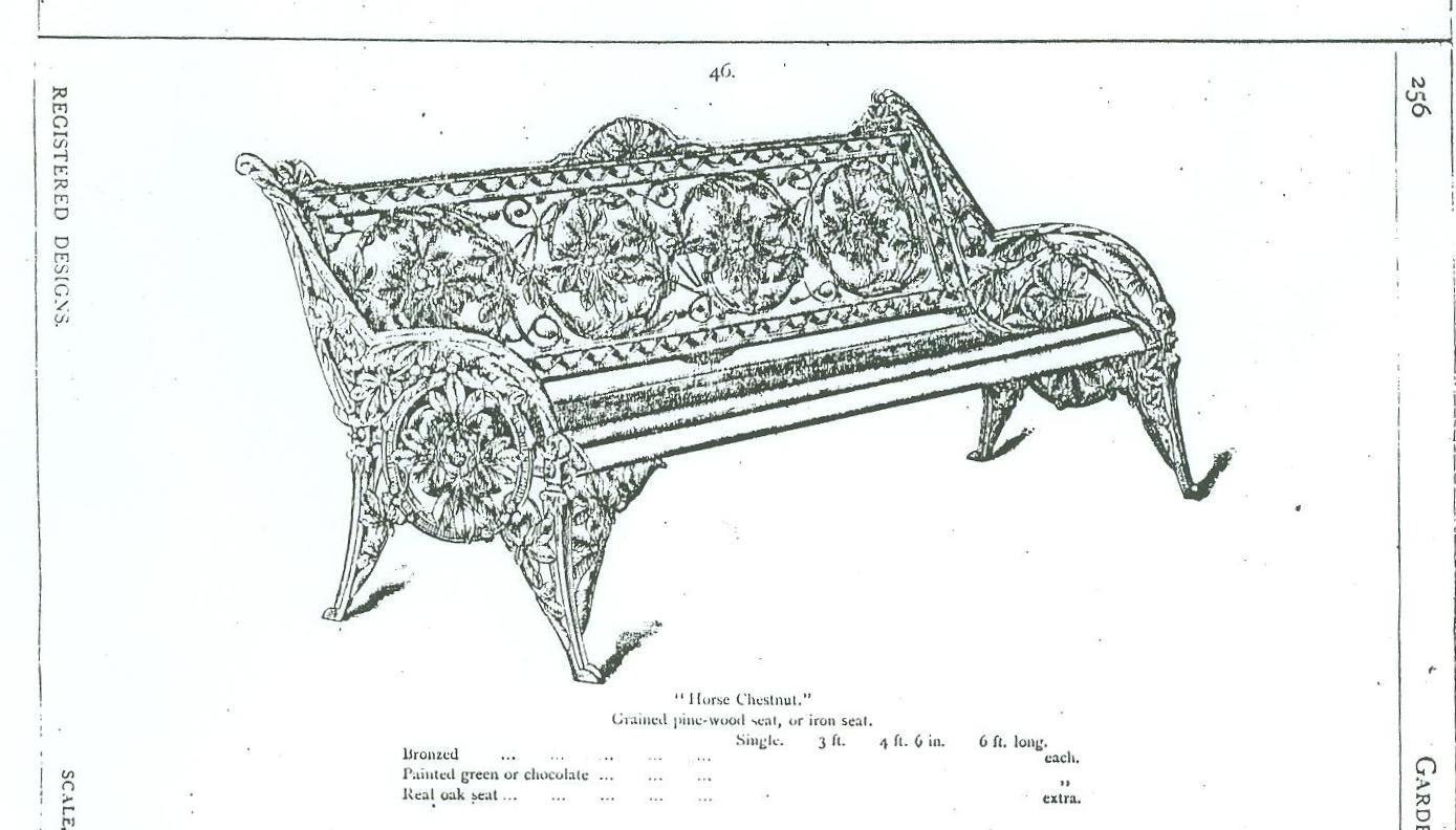 A Coalbrookdale Horse chestnut pattern cast iron seat - Image 2 of 2