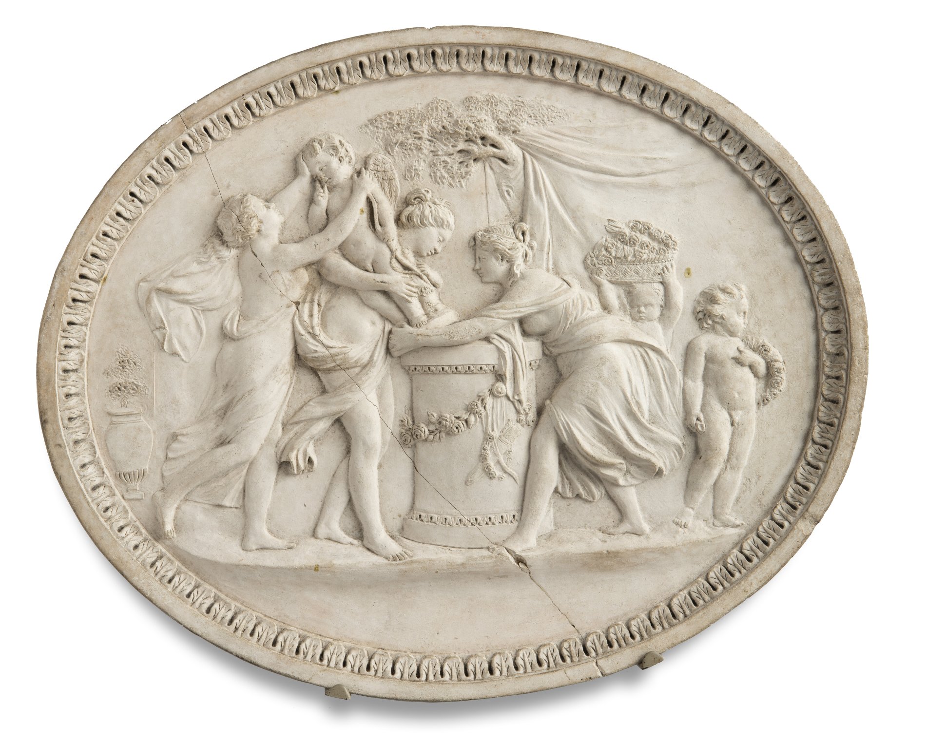 A rare pair of Coade stone oval plaques - Image 3 of 3