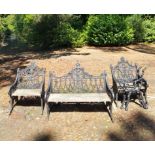 A suite of Coalbrookdale style Gothic pattern furniture