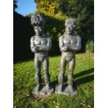 Two patinated fibreglass figures of Zulu warriors