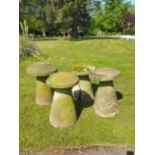 A set of four sandstone staddlestones