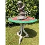 A cast iron and lead birdbath fountain