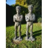 Two similar patinated fibreglass figures of Zulu warriors