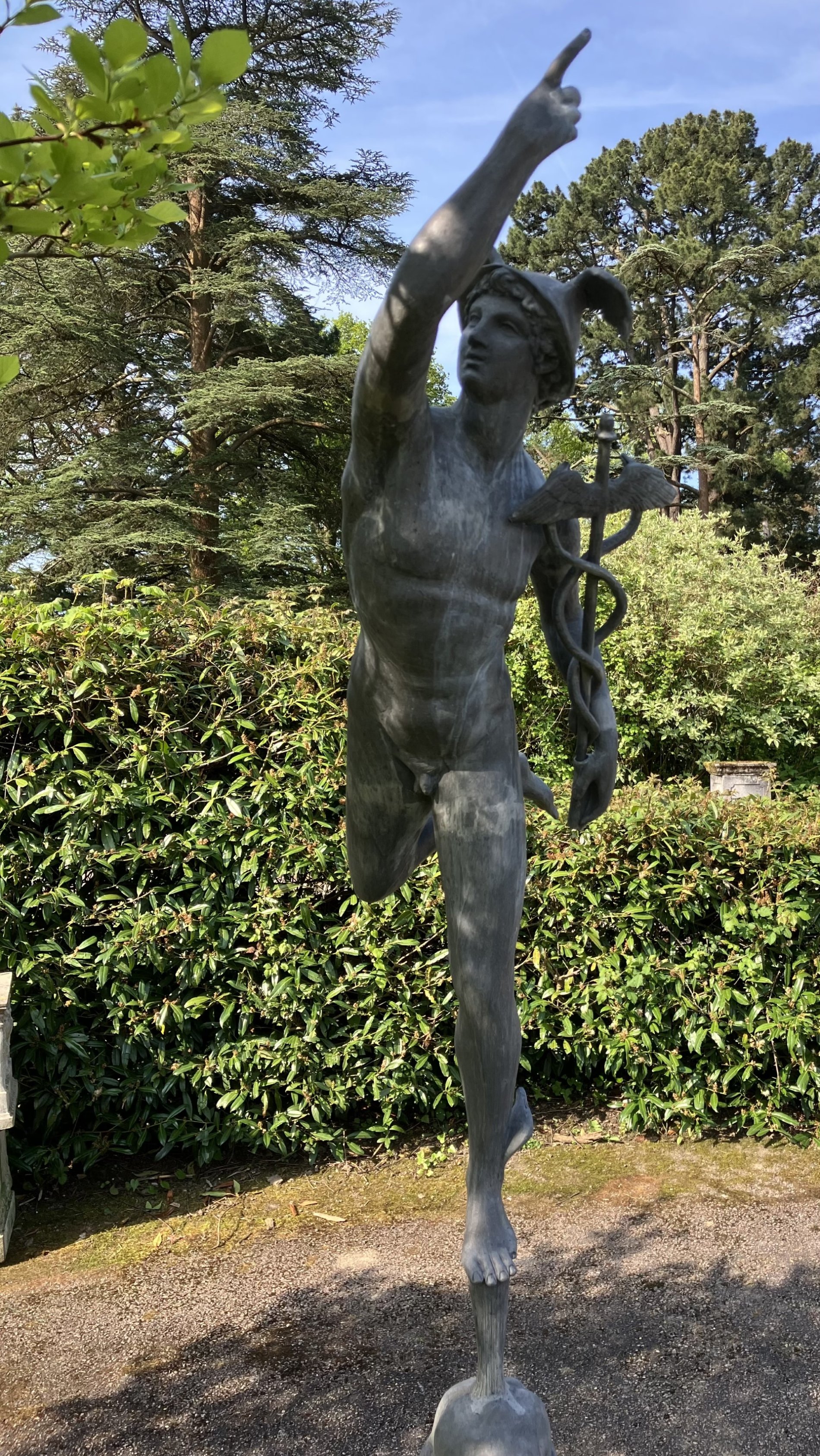 A lead figure of Mercury on pedestal - Image 2 of 2