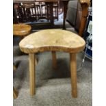 Otterman 3 legged Oak stool - H45cm - excellent condition MOUSEMAN INTEREST