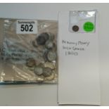 x1 Maundy 1800 one pence - high grade plus 35 Silver Three Pence's -