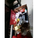 Box of collectable items incl Buddha, signs etc