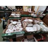 3 x boxes china items incl Masons Ironstone, Royal Crown Derby Derby Posies etc