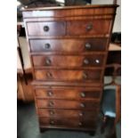 Mahogany Chest on chest W75cm x D41cmx H147cm