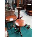 2 x Mahogany occassional tables, plant stand and plant stand (A/F)