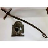 1830s lead pump with metal handle marked FS size 2