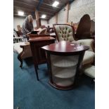 Antique corner wall display unit with inlaid bedside cabinet