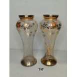 A Pair of Enamelled vases - good condition H29cm