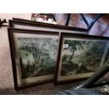 5 x wooden framed country scenes